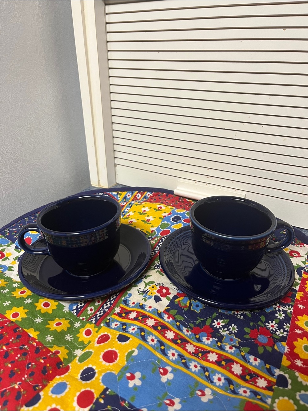 Homer Laughlin Co. Fiesta Cobalt Blue Cups and Saucers - Set of 2 (4 pieces)